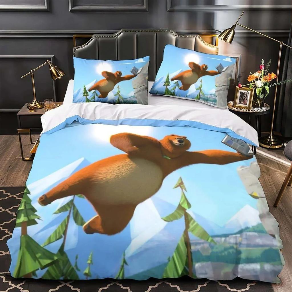 3D Anime Grizzy and the Lemmings Printed Bed Set Duvet Cover Pillowcase Bedding Set Linen Sheet Quilt Cover Full Queen King Size
