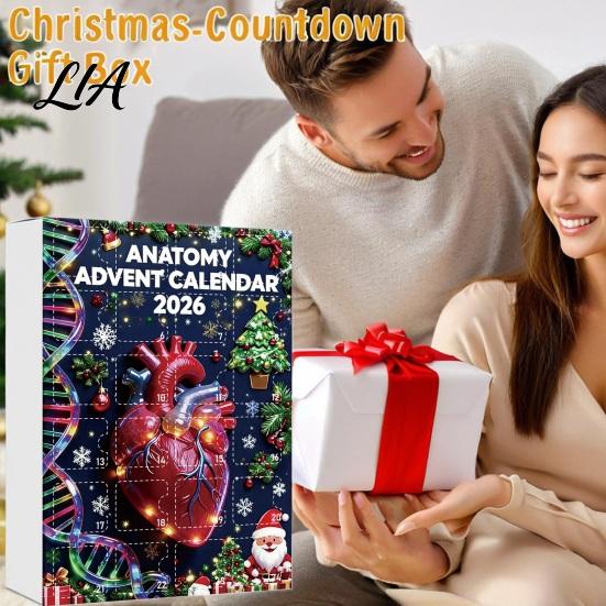 Human Organ Ornaments 2026 Anatomy Advent Calendar, 24-Day Body Ornament Set, Anatomical Creative Science Decor Hanging for Christmas Tree,