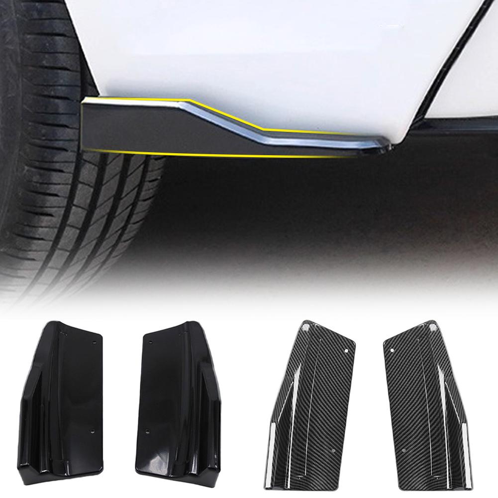 2Pcs Universal Carbon Fiber Car Rear Bumper Protector Rear Diffuser Side Lip & Corner Protector Kit Auto Body Styling Accessory