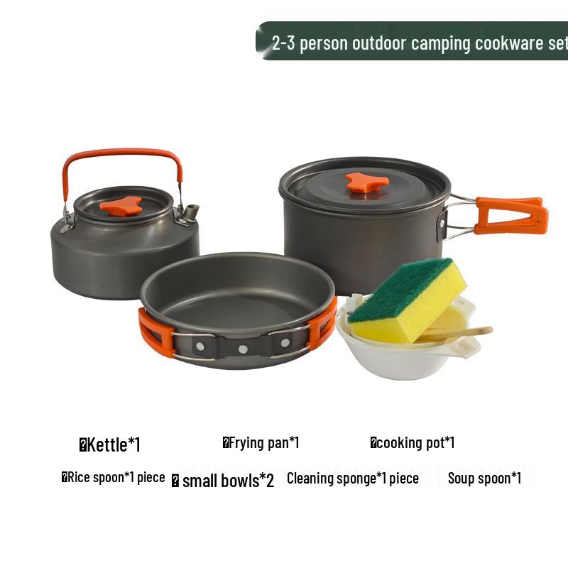 Набор походной посуды ARCSTG: Портативный походный чайник, сковорода и посуда для приключений в дикой природе.