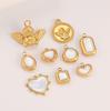 3Pcs Natural Sea Shell Hearts/Angel/Square Shape Charms Stainless Steel Gold Color Pendants DIY Necklace Bracelet Jewelry Making