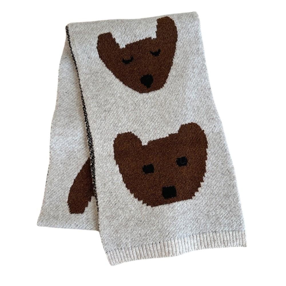 Lightweight Puppy Pattern Scarf Korean Style Knitted Shawl Trendy Cashmere Blend Scarf Winter