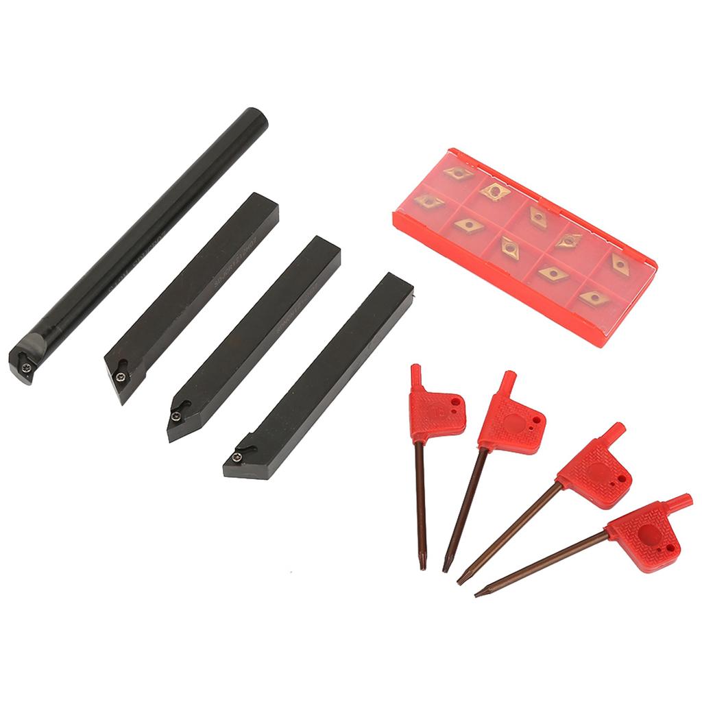 10pcs DCMT070204 Carbide Inserts Blades 4Pcs 12mm Straight Shank Boring Bar 4Pcs Wrench