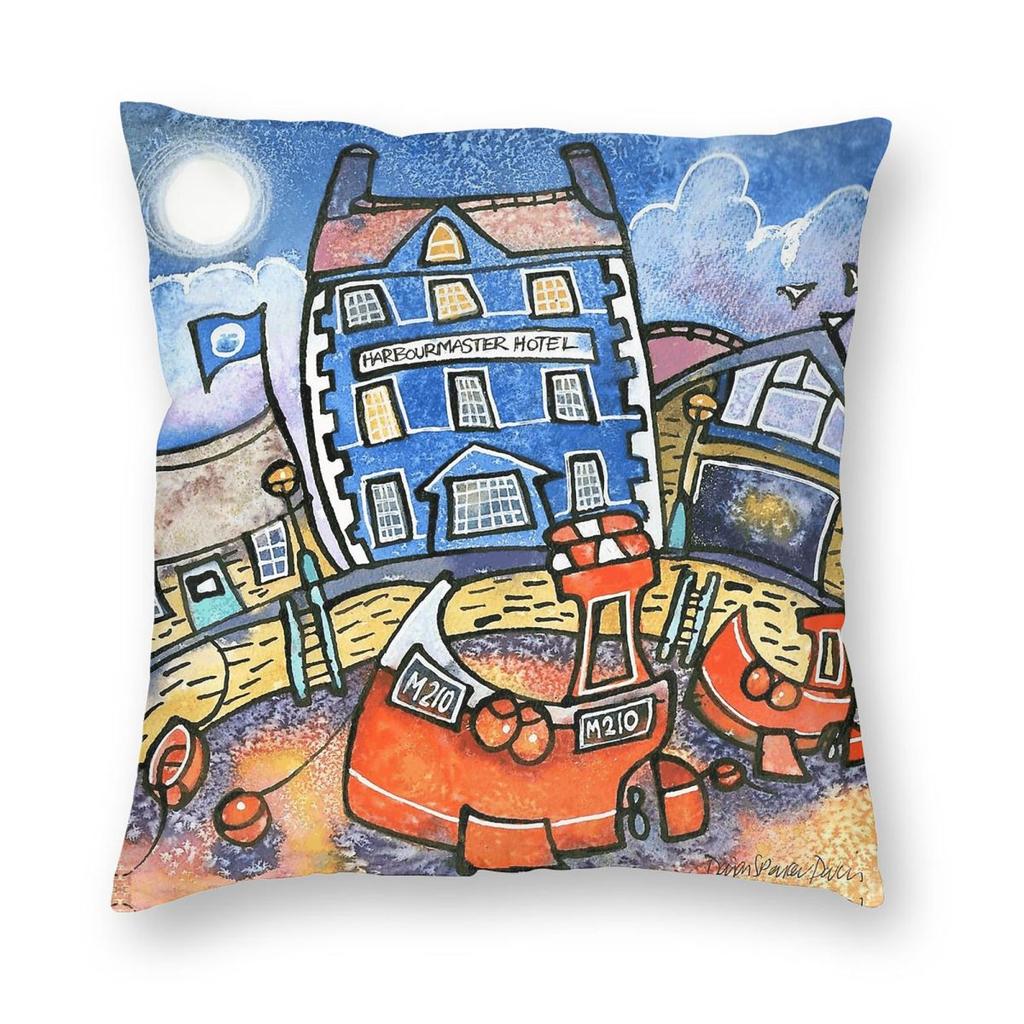 Aberaeron Boats Ceridigion Pillowcase Polyester Linen Velvet Creative Zip Decor Throw Pillow Case Sofa Cushion Case