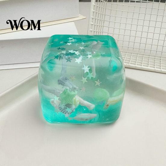 Soft Stress Ball Transparent Lemon Squeeze Toy, Relief Jellyfish Ice Cream Anxiety Toy Clear Cube Sensory for Kids Adults Reduction