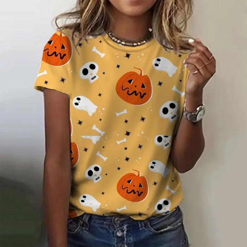 Женская футболка Halloween Funy Collection с 3D принтом, футболки с короткими рукавами и круглым вырезом, летучая мышь, конфеты, Y2k, уличная одежда для девочек, топы