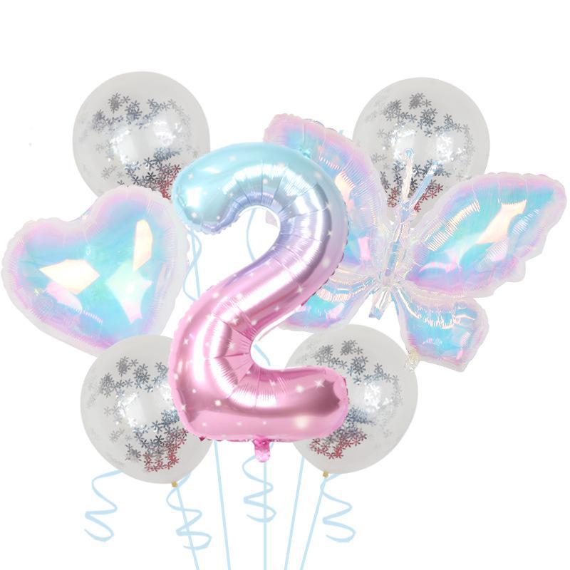 Красочный Прозрачный Шарик-Бабочка Цветные Блестки Латексный Набор Один Год 40 Дюймов Звездное Небо Цифровое Оформление для Вечеринки по Случаю Дня Рождения