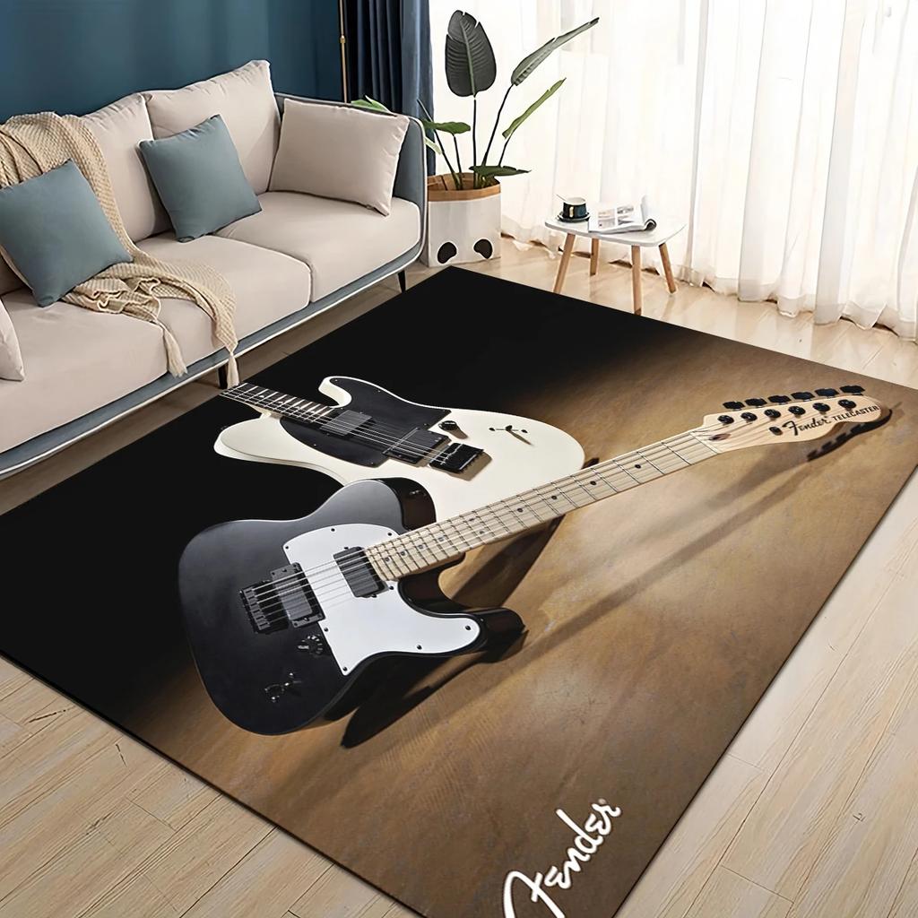3D Ретро лого Fender Гитарные Инструменты Музыка Ковер Коврик для Гостиной Спальни Дома Декорация Дивана, Детский Нескользящий Напольный Коврик
