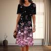 Women's Fashion Graceful Beautiful Flower Print Summer Spring Short Sleeve O-Neck Casual Dresses