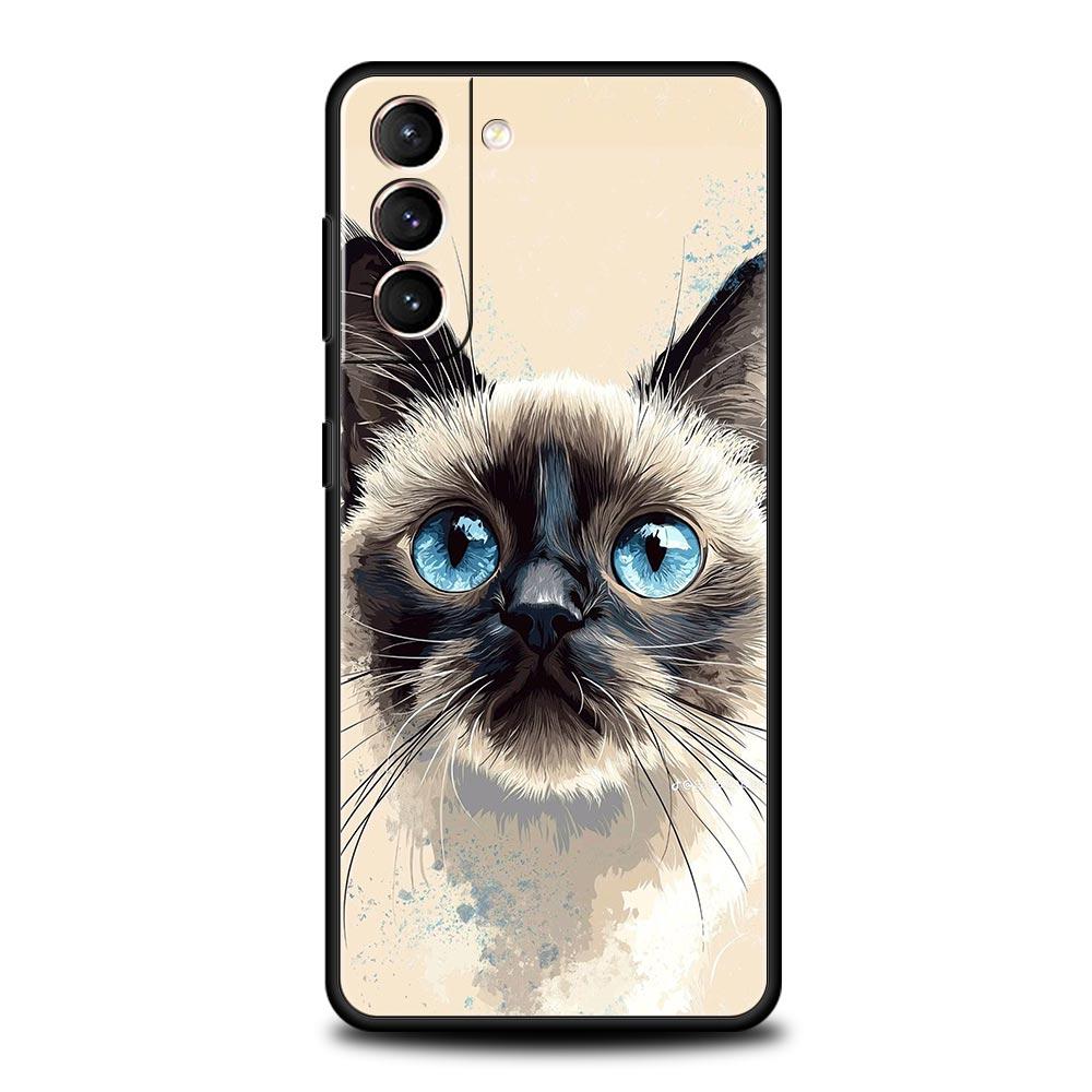 Чехол для телефона 'Повседневная жизнь милых кошек' Для Samsung Galaxy S26 Ultra S25 Plus S24 FE S23 S22 5G S21 S20 Черный Мягкий