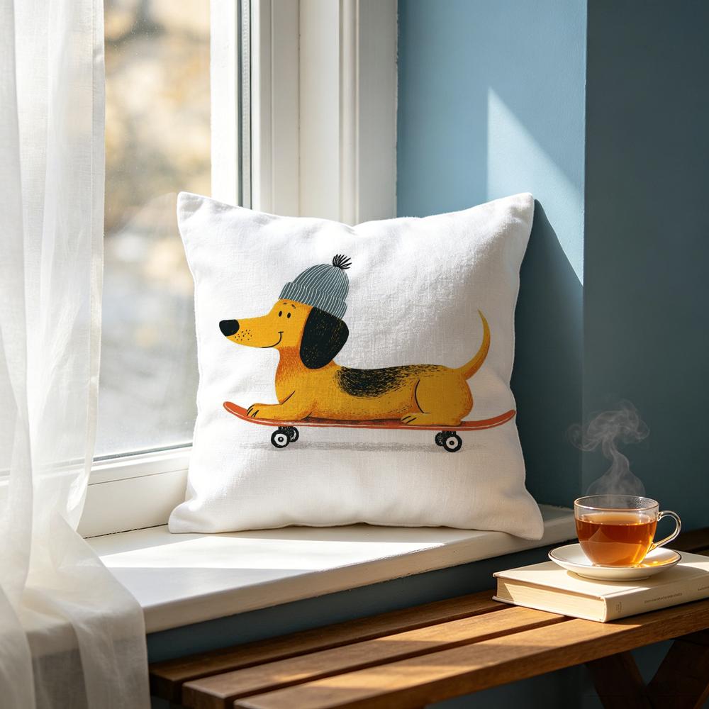 CCute Outfit Dachshund Cartoon Print Cushion Cover Cushion Cover Set Pcs x x x Pillowcase Decorative Sofa HomeDecor