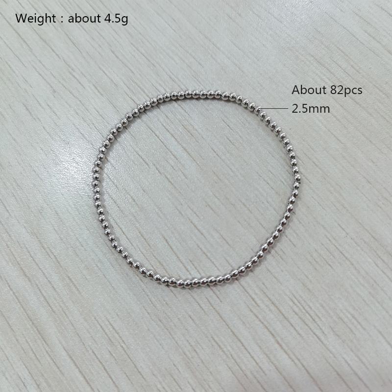 Fashion Jewelry Non Fading Waterproof Metal Ball Multiple Models Quality Smooth Solid Beads Elastic Stainless Steel Bracelets