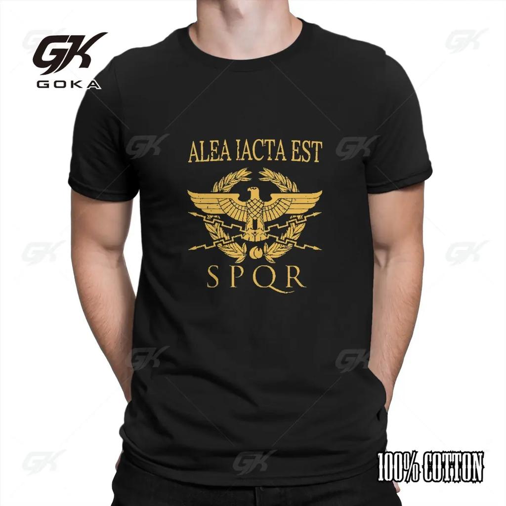 Alea Iacta Est TShirts for Men Ancient Rome Unique 100 Cotton Tee Shirt Round Neck Short Sleeve T Shirt Gift Clothes