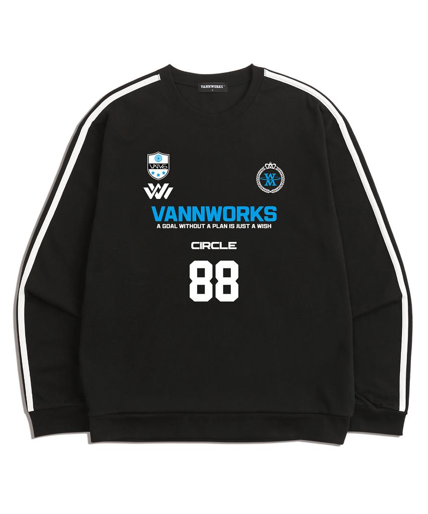 VANNWORKS Two-Tone Uniform Logo Jersey Sweatshirt (Vls0039) Black/Sky
