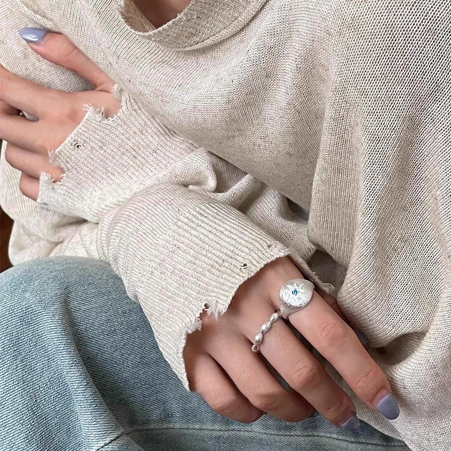 Элегантное женское кольцо с восьмиконечной звездой из стерлингового серебра 925 пробы с золотой резьбой – супер яркий и стильный дизайн