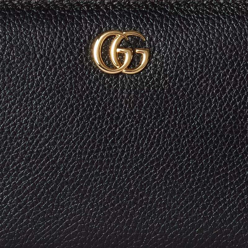 Gucci GG Marmont Double G Metal Accessory Leather Wallet Women Wallet Black Red 456117-AAE5F-1062