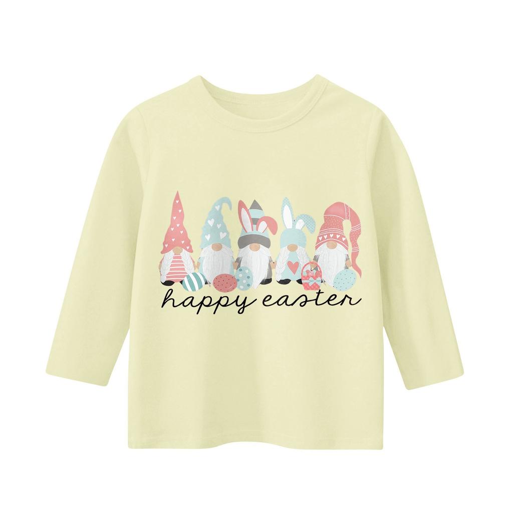 Повседневная футболка с круглым вырезом и пасхальным принтом, с рукавами 7 точек для детей