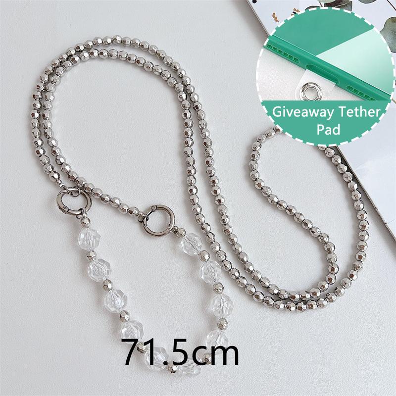 Ремешок для мобильного телефона, шнурок через плечо, бант, серебряные бусины, цепочка для телефона для iPhone, Samsung, Xiaomi, анти-потеря, шейный шнур, подвесной шнур