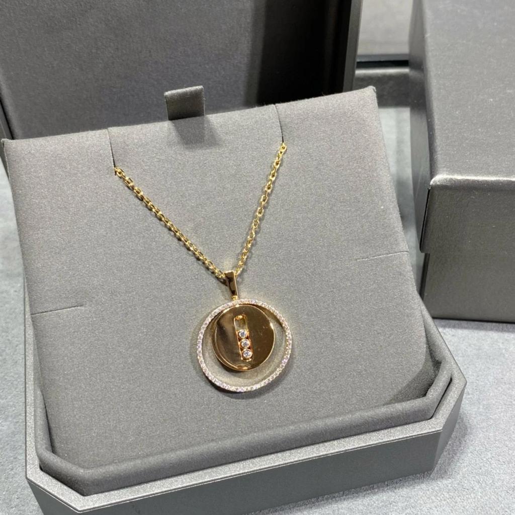 2024 Новое Винтажное Колье с Движущимся Бриллиантом для Женщин Роскошное Дизайнерское Подвеска Чистое Серебро 925 пробы Ожерелья с Длинной Цепочкой