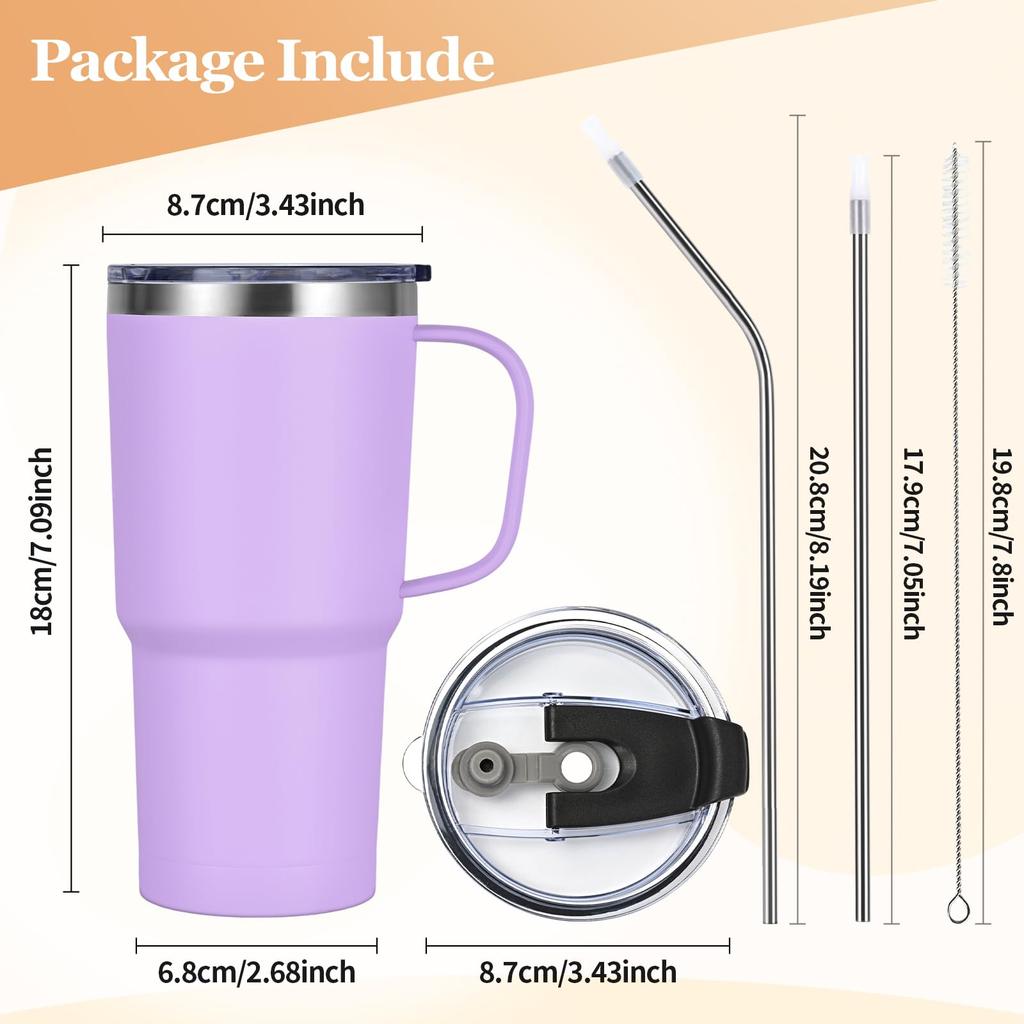 Ливоле Тамблер с вакуумом с большим нержавеющим кофейным дорожным Большой вместимости с Идеально для и Газированного Идеально для улицы и Светло-фиолетовый