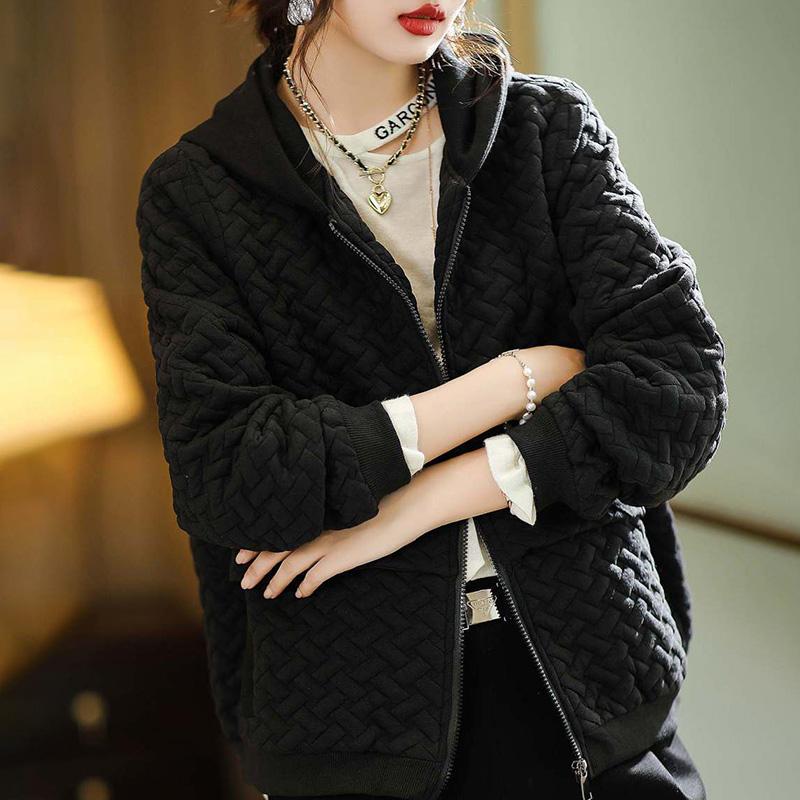 Плюс размер M-4XL хлопок для женщин толстовки пальто куртка осень капюшон свободная повседневная ветровка женская теплая однотонная пальто