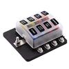 Car Screw Binding Post Model 12 Ways Fuse Box with LED Indicator Light Vehicle Truck Fuses Car Accessories