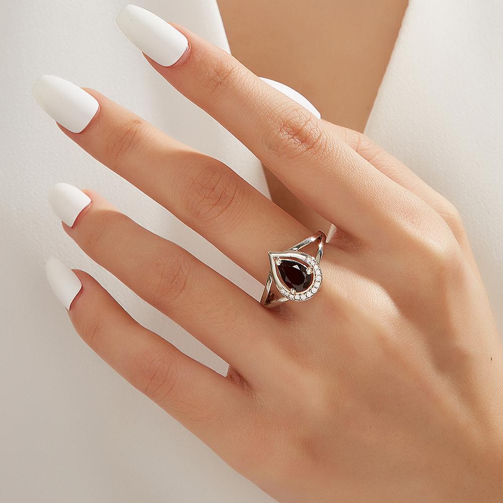 Простое элегантное серебряное кольцо и серьги для женщин, натуральный гранат, январский камень, аниме, модный комплект ювелирных украшений для подарка на годовщину свиданий