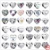 New 925 Silver Heart Shape Love Family Flower Rainbow Diy Fine Beads Fit Original Pendant Charms Silver 925 Bracelet Jewelry