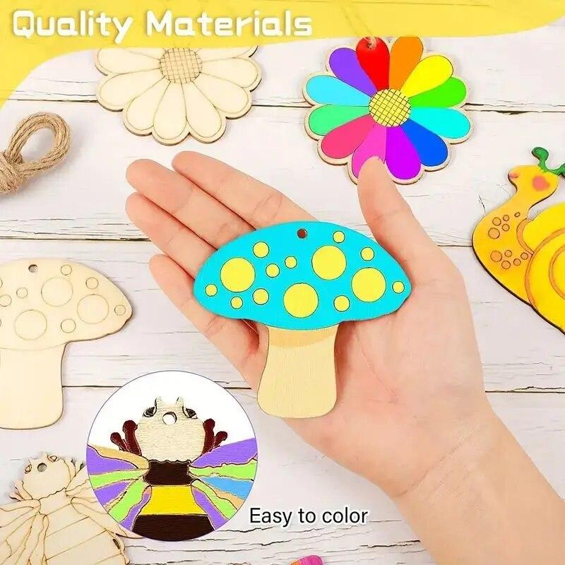8pcs Wooden Cutouts Butterfly Wood Slices Flower Wood Cutouts Blank Wooden Paint Crafts For Painting, DIY Crafts Home
