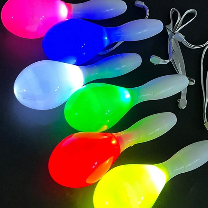 10Pcs/Pack Glowing Sand Hammer Toy Hand Shakers LED Maracas Flashing Light Lamp Birthday Party Favors-(Random Color)