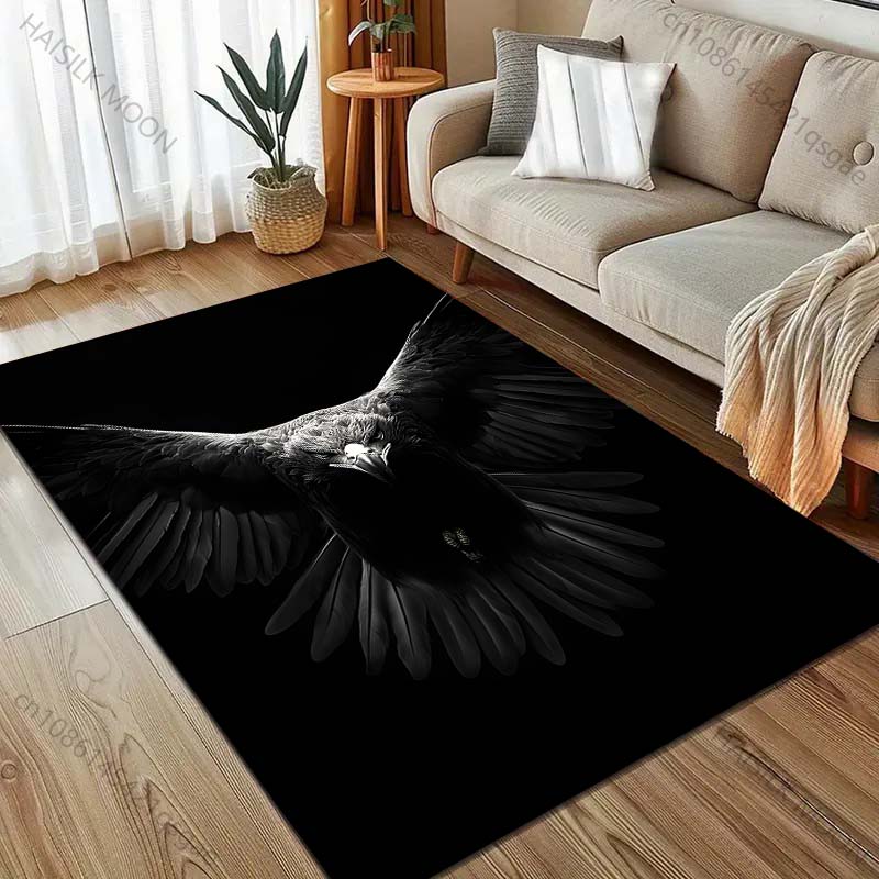 Bald Eagle Black Print Carpet for Bedroom Living Room Bedside Sofa Floor Mat Modern Home Decor Area Rug Large Size for Gifts