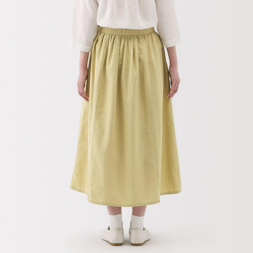 MUJI Women's Hemp Cotton Easy Long Skirt, BE1VBA5S, Yellow, Size L