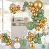 Jungle Theme Balloons Garland Sage Green White Gold Confetti Balloon Arch Kit Wedding Anniversary Home Birthday Party Decoration