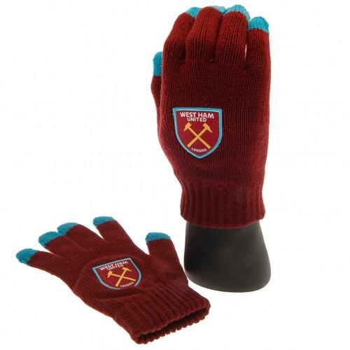 West Ham United FC Детские/детские вязаные зимние перчатки с сенсорным экраном