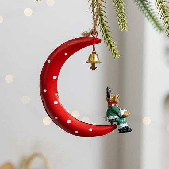 Рождественский кулон Дизайн в форме луны Рождественские элементы Снеговик Санта-Клаус Лось
