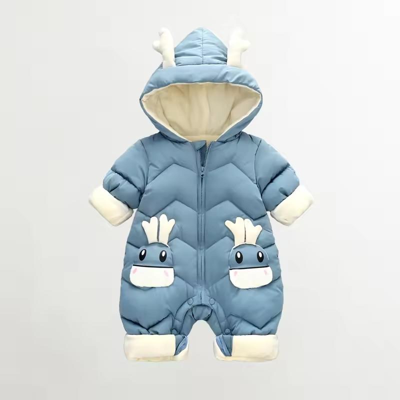 Одежда для новорожденной девочки Зимний комбинезон Плюс бархат Толстый Комбинезон для маленьких мальчиков 0-3 года Ромпер Мальчик Комбинезон Пальто для малышей