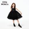Little MO&Co. Черное сетчатое платье-туту с бантом для девочек, Осень 2025