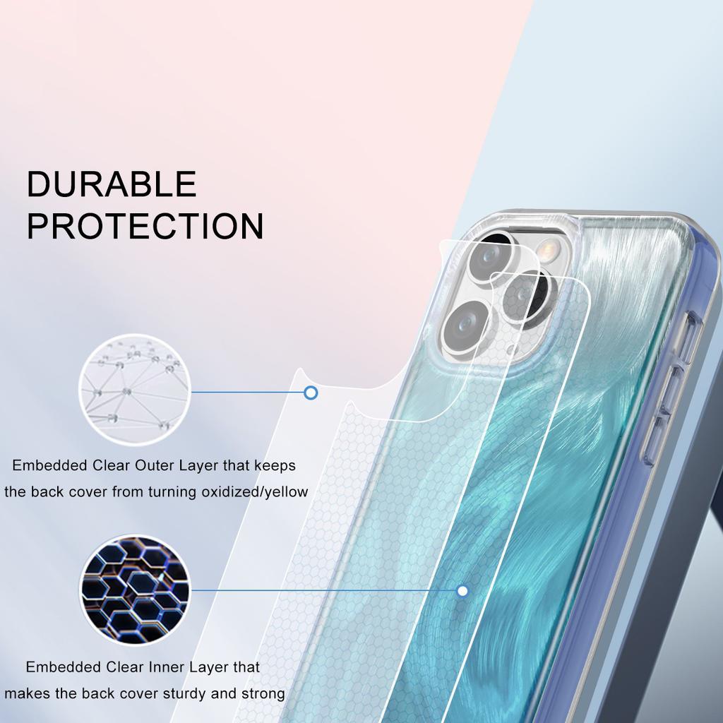 For iPhone 11 Pro Max PC+TPU Case Gradient Feather Pattern Drop-proof Back Cover