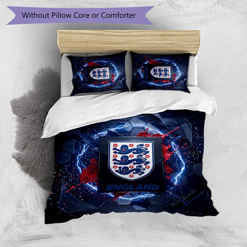 England Football Printed Bedding 3 Piece Set Cozy Breathable Bed Cover Set as Housewarming Holiday Gift