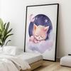 Śpiący Kotek Na Różowej Chmurce Śpiący Kotek Na Różowej Chmurce, 50X70 Cm, Bez Ramy, Płótno Premium Na Blejtramie