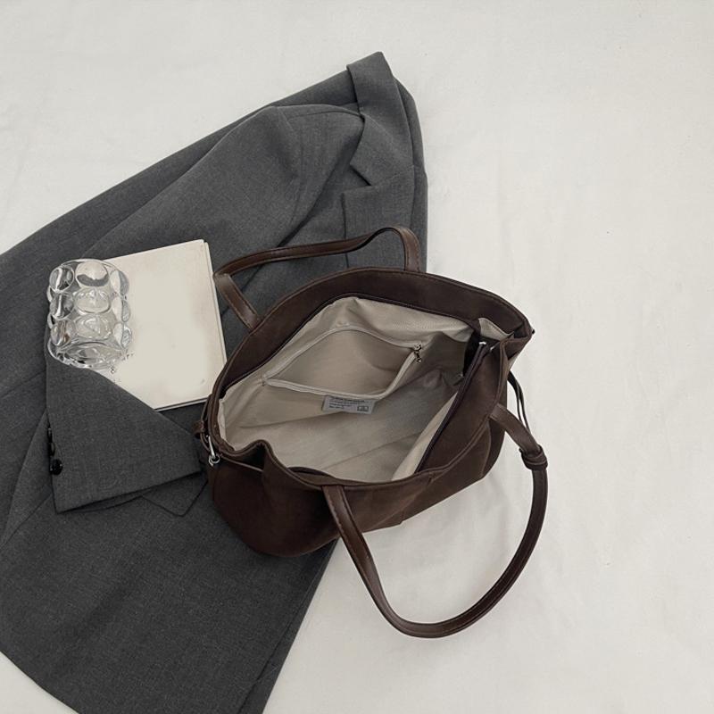 Yogodlns Замшевые сумки через плечо для женщин, вместительные сумки-тоуты, легкая сумка под мышкой, повседневная сумка-шоппер, однотонная дорожная сумка-ведро