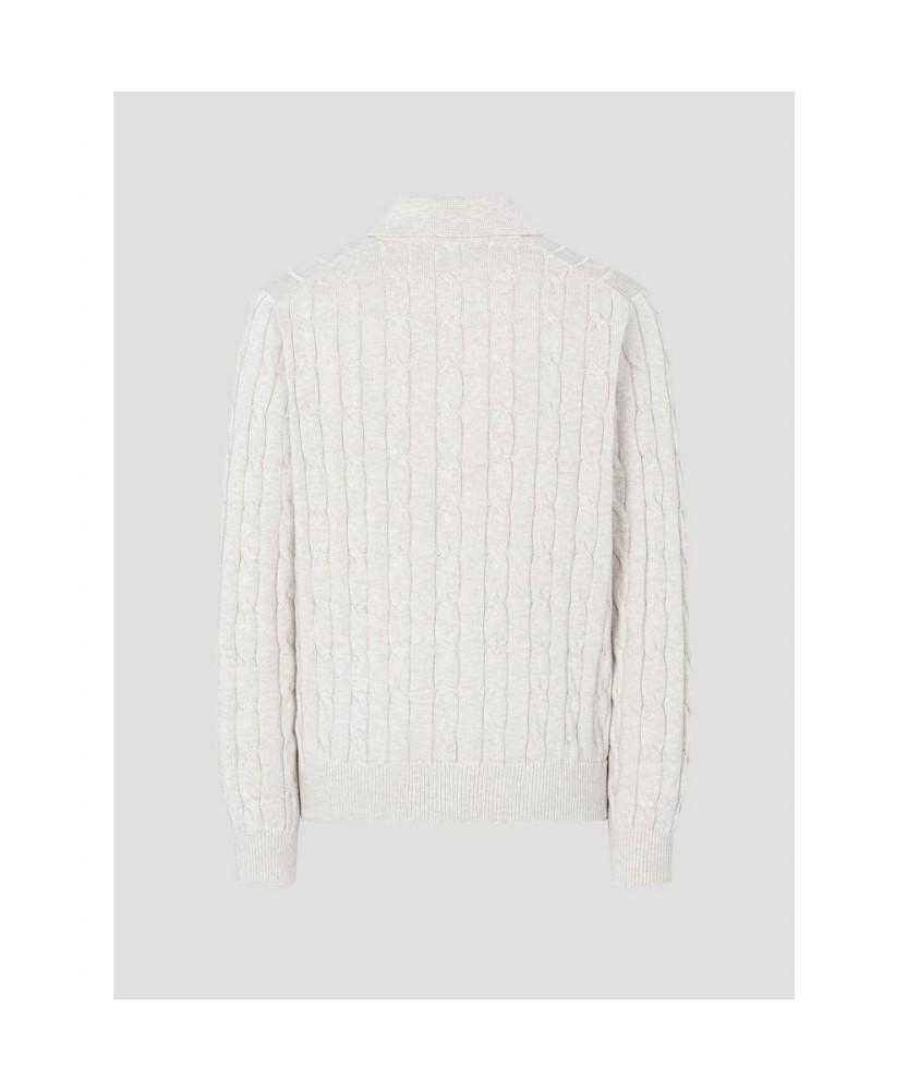 Beanpole Men Cable Collar Neck Cardigan Beige