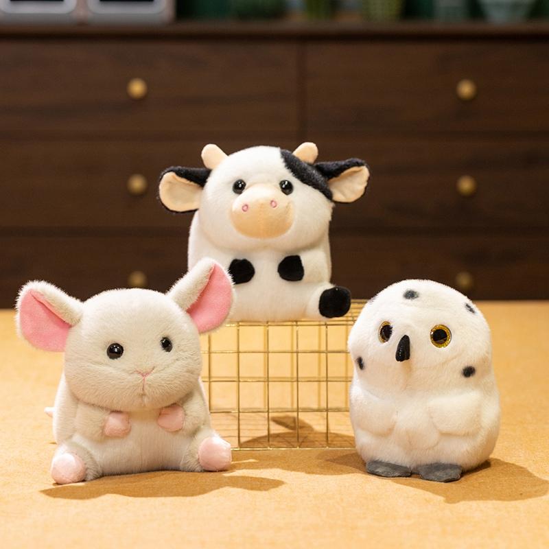 Милая плюшевая игрушка корова, мягкая пушистая мягкая игрушка-животное, очаровательные плюшевые сова, шиншилла, обнимающая кукла