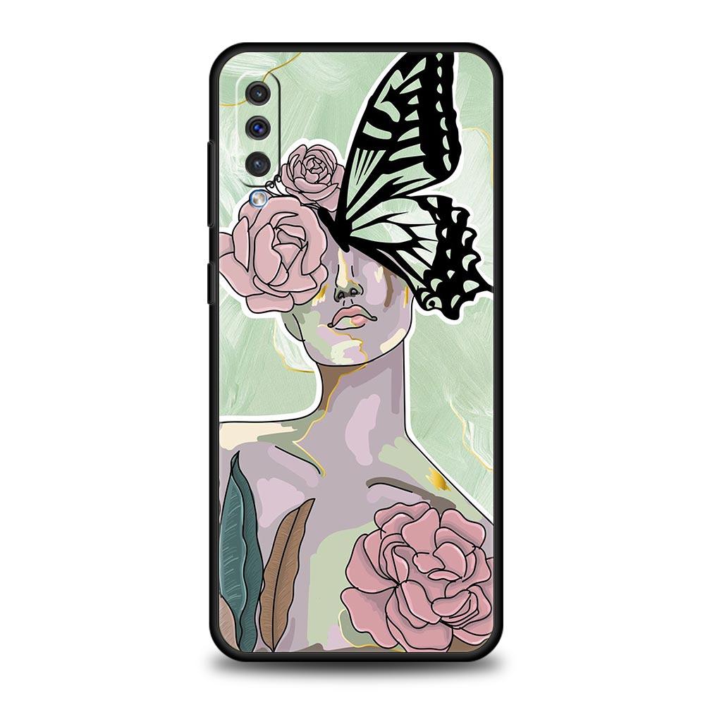 Чехол для телефона Paris Art blue butterfly flower для Samsung A12 A32 A50 A70 A20E A20S A10 A10S A22 A30 A40 A42 A52 5G A02S A04s