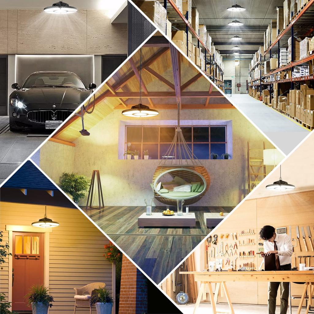 Светодиодный гаражный светильник MEIKEE, подвесной светильник, потолочный светильник, набор из 5 светильников, энергосберегающий, 32 Вт, 3200 лм, высокая яркость, подходит для комнат 6 татами,