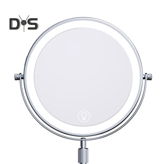 Зеркало для макияжа с подсветкой 3/5/10X, регулируемая высота и яркость, перезаряжаемое, двухстороннее увеличительное зеркало, 3 цвета, вращение на 360 градусов, светодиодный сенсорный экран