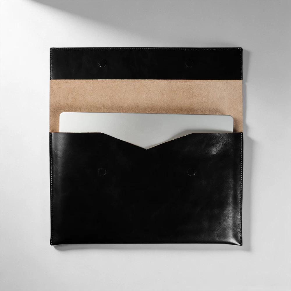 Genuine Leather Waxed Oil Texture Laptop Case for MacBook Pro 14 16 M5 M4 New Business Simple Cowhide Full Coverage Shockproof Protective Cover