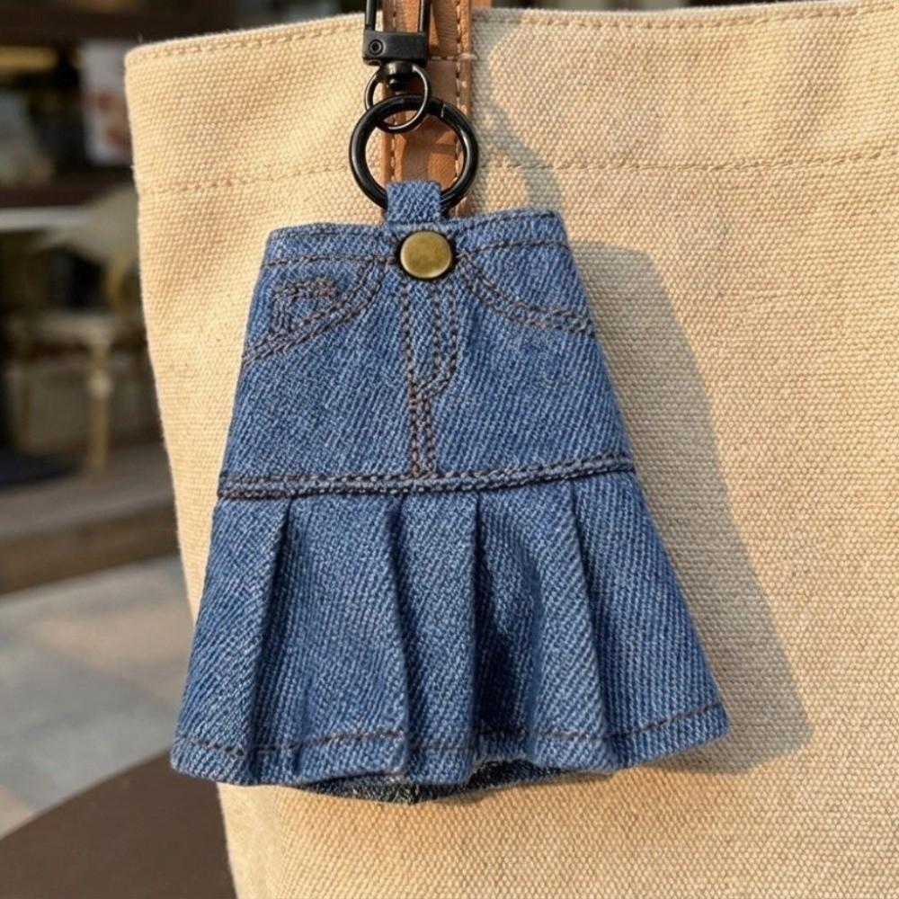 Creative Keychain Skirt Stationery Pouch Quirky Mini Denim Jeans Pen Holder  Journal Accessory