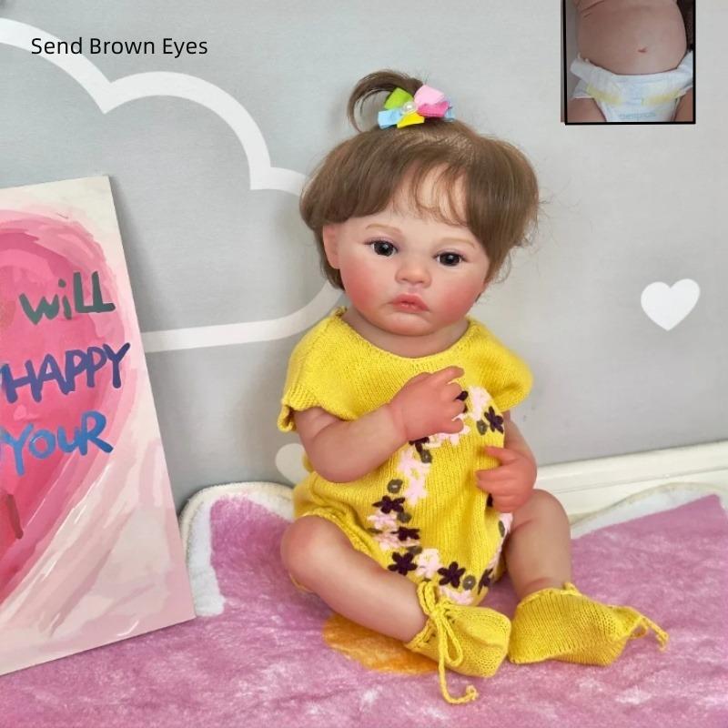 Lifelike 48cm Reborn Baby Doll Girl Meadow Full Body Vinyl Real Looking Newborn Doll Soft Touch 3D Painted Skin with Visible Veins Art Dolls Kid's Toy