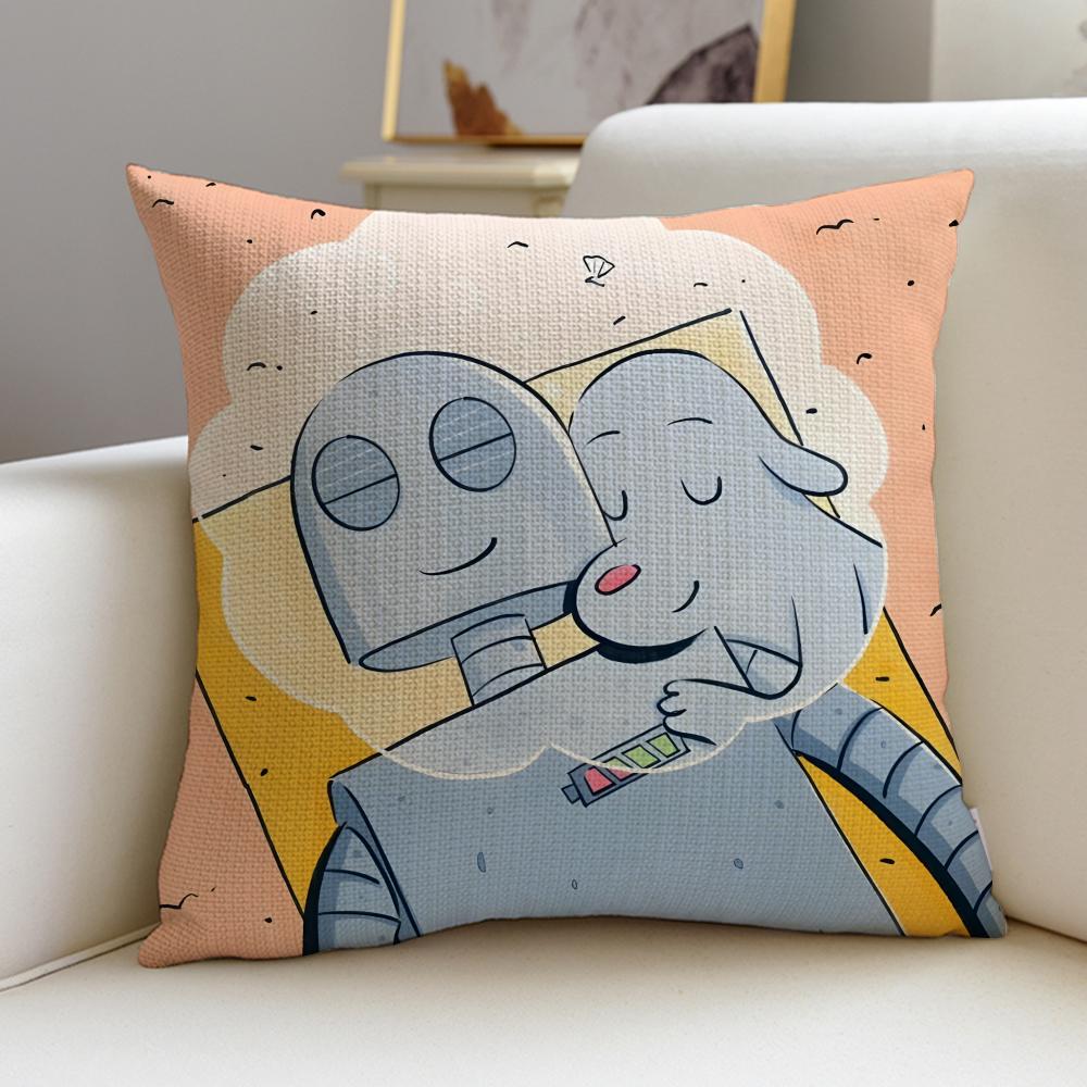 Heartwarming RRobot DreamsS Cushion Cover Breathable and skinfriendly linen pillowcase square removable and washable cushion